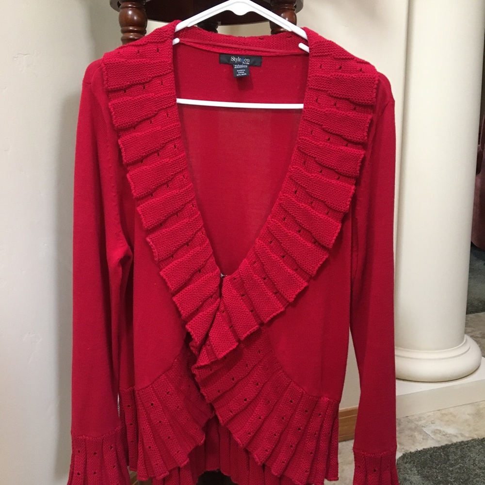 Sweater; Style & Co brand; long sleeve, red color